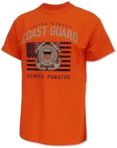 Armed Forces Gear Vintage United States Coast Guard Stencil T-Shirt, Small (Orange)