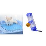 Comfortable Cage Floor Mat for Healthier Paw of Rabbit/Guinea Pig/Ferret/Cat/Kitten/Chinchilla (1 Piece) & Leak Proof Cage Attachment Water Bottle Cum Feeder (1 Piece) (125 ml)