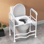 Rzipid Raised Toilet Seat with Handles Thick Padding Toilet Seat Risers with Paper Holder & Storage Bag 300lbs Adjustable Safety Assist Shower Chair for Elderly, Handicap, Pregnan