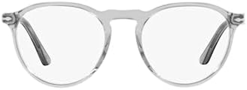 Persol Men's PO3286V Round Prescription Eyewear Frames, Transparent Grey/Demo Lens, 51 mm