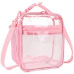 FlowFly Kids Lunch box Insulated Soft Bag Mini Cooler Back to School Thermal Meal Tote Kit for Girls, Boys, PinkClear