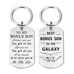 Resdink to My Bonus Son Keychain Gifts, Step Son Stepson Gift from Stepmom Stepdad, Personalized Birthday Gifts for Bonus Child Stepchild, Bonus Son Father's Day Christmas