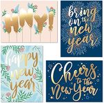 Sweetzer & Orange Happy New Year Cards - 6 Celebratory Designs with Gold-Foil, 4 of Each - Set of 24 Assorted Greetings with Red Envelope - Glossy Exterior, Matte Interior, 300 gsm - 4.25" x 5.75”