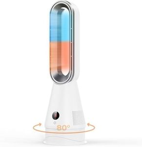 AICPAN 2-In-1 Bladeless Hot and Cool Fan, 1600W Quiet Space Heater with Remote, 8 Speeds, 80° Oscillating, 9H Timer, Touch Control, Tower Fans for Indoor Home Office