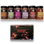 Meat Lovers BBQ Rub Gift Set - Holy Cow, Angel’s Wings, Smoky Pig, Sweet Texas, Steak King & Adam's Ribs BBQ Rubs | Pack of 6 | 100% Natural | Spice Gift For Foodie