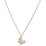14K Yellow Gold Butterfly Necklace,