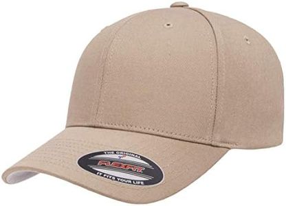 Flexfit Unisex Adults Cotton Twill Fitted Cap Hat, Khaki, Small-Medium US