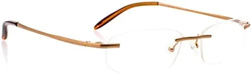 Hit Notion Optical Eyewear - Modified Oval Shape, Metal Full Rim Frame - for Women or Men Prescription Eyeglasses RX, Pale Copper