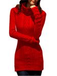 v28 Women Polo Neck Knit Stretchable Elasticity Long Slim Sweater 6-10,Red