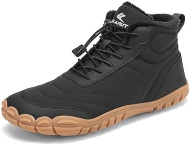 FLARUT Mens Womens Barefoot Snow Boots Winter Warm Shoes Fur Lined Wide Toe Box Zero Drop Ankle Sneakers(Black,42)