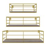 EYMPEU Floating Shelves, Gold Wall Shelves Set of 3, Metal Wood Display Shelf, Home Decoration for Bedroom, Living Room, Office, Hallway or Kitchen