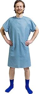 4PK - Men's Deluxe Value Patient Hospital Gown Robe, Soft & Comfortable Gowns Size Medium/Large (Blue)