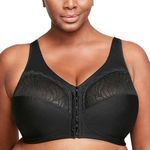 Glamorise Women's Plus Size MagicLift Natural Shape Bra Wirefree #1210, Black, 46DD