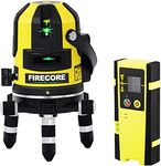 Firecore 4V1H 5 Green Beam Self Leveling Cross Line Laser Level with Plumb Dot,360° Rotary, Receiver Included(FIR411G)