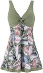 wantdo Women's Plus Size Bathing Suit One Piece Swimsuits Bamboo Feather 22/24 Plus