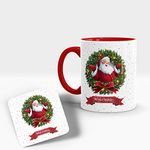 Gift Arcadia Merry Christmas Printed Coffee Mug with Coaster | Best Gift for Friend, Family, Co-Worker 330ml, (COM005) (Red)