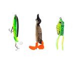 SANKESONG Topwater Fishing Lure Set, 3 Pack Fishing Lures Fishing Baits, Contain Topwater Fishing, 3D Suicide Duck, Topwater Frog Lures(15.35g / 12g / 8g), for Freshwater Saltwater Carp Bass Pike