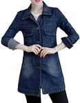 sandbank Women's Cute Slim Fit Lightweight Jean Denim Cotton Jacket Coat Outwear Deep Blue 4XL