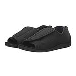 Men’s Wide Width Open Toe Diabetic Recovery Slippers Adjustable Orthopedic Walking Shoes Comfy Cozy Non-slip Arthritis Edema House Shoes for Foot Relief Bunion, Swollen Feet, Flat Feet, Hammertoes,