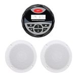 Herdio Marine Radio Package Compatible with Bluetooth, MP3/USB AM/FM Boat Radio +4 Inches Waterproof Marine Speakers Ceiling Flush Wall Mount (1 Radio,2 Speakers)