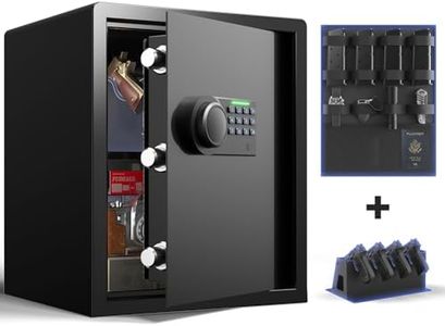 Grimtron Gun Safe for Handgun - (1.72 cu. ft.) for Multiple Pistol Rack & Door Organizer Money Box with Silent Mode, Home Safe with Backlit Keypad, LED Light, Gun Vault for Anti-Rust
