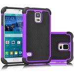 Galaxy S5 Case, Tekcoo(TM) [Tmajor Series] [Purple/Black] Shock Absorbing Hybrid Rubber Plastic Impact Defender Rugged Slim Hard Case Cover Shell for Samsung Galaxy S5 S V I9600 GS5 All Carriers