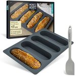 Moritz & Moritz hot Dog bun Baking Mould Silicone 17cm - Mini Baguette Baking Mould Silicone for hot Dogs, Mini Cakes and Large muesli Bars incl. Spatula and Recipe Booklet