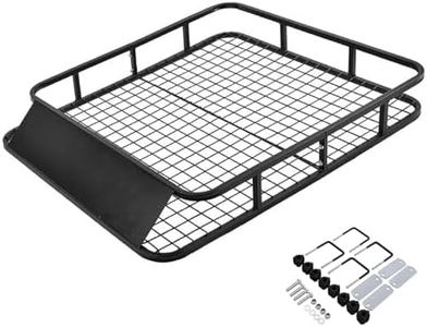 HOMFME 123 x 102 x 14cm Roof Rack Basket, Steel Car Top Luggage Holder with Wind Fairing & 4 U-shaped Bolts, Universal Rooftop Cargo Carrier Tray for Car SUV Jeep Truck, 75kg Weight Capacity