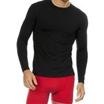 Thermajohn Thermal Shirts for Men Long Sleeve Thermal Compression Shirts for Men Base Layer Cold Weather, Black, Large