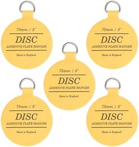 WINSOME Disc Plate Hangers for Walls - Strong Invisible Plate Holder Self Adhesive Stick On Hooks Picture Hanging Wall Plate Holder - Plate Hanging Disk, 75mm / 3'' (Pack of 5), Yellow