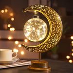 Moon Lamp, Moon Lights for Bedroom, Retro Metal Bedside Lamps, Battery Operated Lamp, Wireless Table Lamp, Night Light, Kids Lamp, Mood Light, Gifts for Women, Ramadan and Eid Decorations, Room Decor