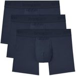 Tommy John Men’s Trunk 4” Underwear, Second Skin Boxers with Supportive Contour Pouch, Soft Naturally Breathable Stretch Fabric Boxers for Men, 3 Pack (Dress Blues, Large)