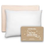 Comfy Cubs Toddler Pillow with Muslin Pillowcase, 33x46 cm, Cream - Kids Pillow for Sleeping & Travel - Comfortable & Stylish Toddler Pillowcase - Breathable Small Pillow with Soft Microfiber Fill