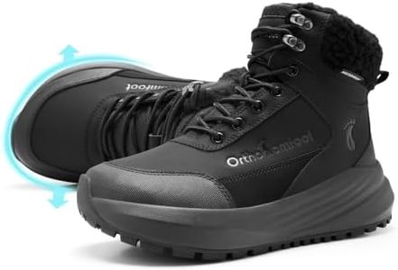 Women's Orthopedic Durable Winter Hiking Booties: Shock Absorbing Midsole For Flat Feet & Heel Pain, Arch Support Plantar Fasciitis Friendly Waterproof Leather Outdoor Snow Boots black Size 8