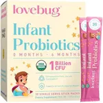 Lovebug Infant Probiotics 0-6 Months - USDA Organic Probiotics for Babies, Supports Baby Gas, Colic, Reflux, Diarrhea and Newborn Constipation Relief, Allergen & Sugar Free, Tasteless Powder, 30 Pack