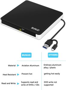 USB 3.0 External CD DVD Drive – Portable Optical Disc Reader