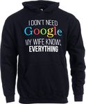 Ann Arbor T-shirt Co. My Wife Knows Everything | Funny Husband Dad Groom Hooded Sweatshirt Hoody - (Hoodie,L)