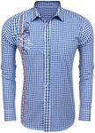 COOFANDY Traditional Shirts Men's Checked Regular Fit Oktoberfest Shirt Traditional Shirts for Men Blue S