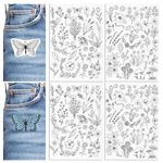 Patemby Embroidery Pattern Water Soluble Embroidery Stabilizers, Stick and Stitch Embroidery Paper Pre-Printed Flowers and Leaves Pattern Transfers for Hand Sewing Lover Beginner (Floral, Pack of 2)