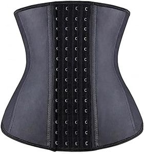 YIANNA Waist Trainer for Women Tummy Control Corsets Hourglass Sports Girdle Body Shaper 4 Hooks, (Size L, Black)