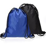 2 pcs Thickened Drawstring Bags,Gym Backpack,Drawstring Gym Bag,Water Resistant Backpack,Sport Gym Sack for Gym Hiking Travel Beach(Black +blue)