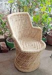 Home & Craft ! Pure Handmade Bamboo Mudda Chair with Beige Standard Size