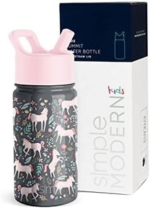 Simple Modern 14oz Summit Kids Water Bottles with Straw Lid Sippy Cup - Dishwasher Safe Vacuum Insulated Tumbler Double Wall Travel Mug 18/8 Stainless Steel Flask - Unicorn Fields