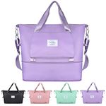 SYOURSELF Travel Bag, Travel Duffel Bag Weekender Bags for Women Men Large Capacity Folding Travel Bags, Expandable Dry Wet Separated Gym Bag Carry on Bag Overnight Bag with Shoulder Strap (Purple)