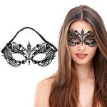 SKY TEARS Masquerade Mask for Women Venetian Style Diamante Metal Filigree Masks Costume Masked Ball Fancy Party, Black