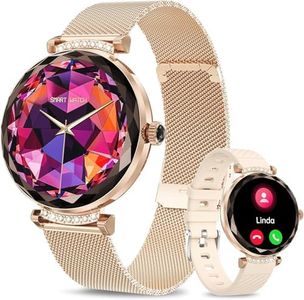 niolina Smart Watch for Women Answer/Make Call, 1.19" AMOLED Smartwatch with Bluetooth for Android Ios Phones, IP68 Waterproof Fitness Tracker with Sleep Monitor SpO2 Heat Rate, Rose Gold