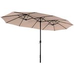 PHI VILLA 13 ft Outdoor Patio Umbrella, Large Rectangular Double Sided Market Table Twin Umbrellas with Crank Handle for Deck Pool(Beige)