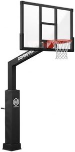 Dominator Black 72" In ground Basketball Hoops Outdoor - 72" Backboard w/ 4' Overhang - NBA/NCAA Regulation Adjustable Basketball Goal - Adjusts from 7'-10' Made of Heavy Duty Rust Proof Aluminum