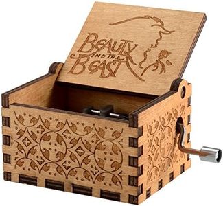 Caja de música temática de madera manivela belleza y la bestia, mecanismo de 18 notas Caja musical tallada antigüedad mejor regalo para niños, amigos