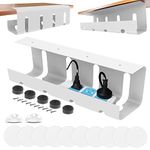 ENONCI Under Desk Cable Management No Drill Sturdy Steel Under Desk Storage Tray for Keeping Cable Desk Tidy, Managing Cables Power Strips for Office and Home
